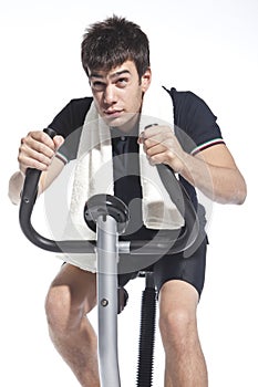 Man who pedal stationary bikes