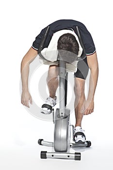 Man who pedal stationary bikes