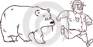 The man who ran away from the bear. But bear is idiot vector illustration