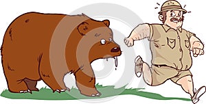 The man who ran away from the bear. But bear is idiot vector illustration photo