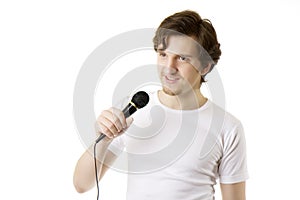 Man who sings in the microphone