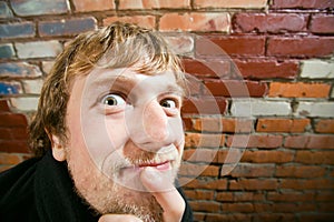 Man with wide-open eyes