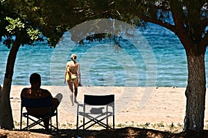 Man and wife at the beach in the Peloponese