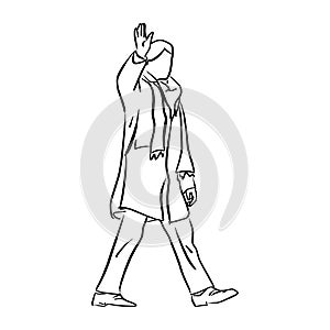 Man with winter coat saluting vector illustration sketch doodle