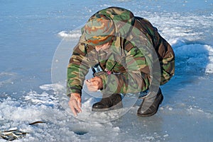 Man on winter fishing 28