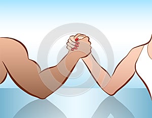 Man Woman Arm Wrestling Battle Of The Sexes