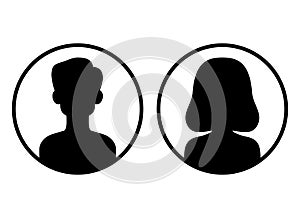 Man and woman avatar icon. Male and female face silhouettes. Serving as avatars or profiles for unknown or anonymous