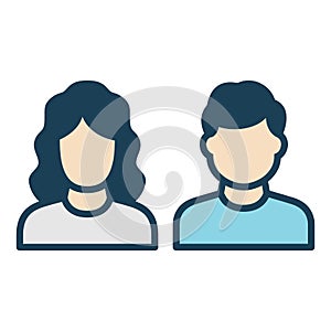 Man and woman avatar icon. Male and female face silhouettes. Serving as avatars or profiles for unknown or anonymous