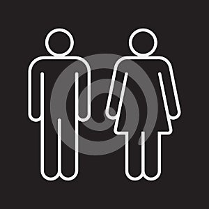 Man and woman avatar icon set. Male and female gender profile symbol. Men and women wc logo. Toilet and bathroom sign.