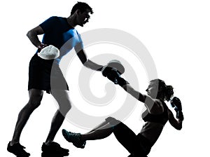 Man woman boxing training