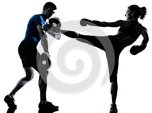 Man woman boxing training