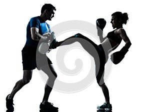 Man woman boxing training