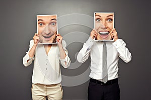 Man and woman with changed happy faces