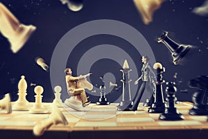 Man and woman on the chess board