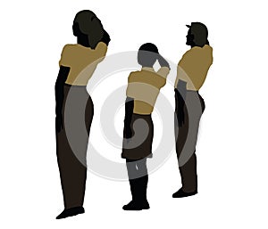 man, woman and a child silhouette in Military Salute pose