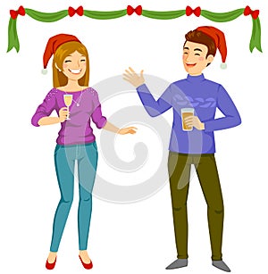 Man and woman on Christmas Party