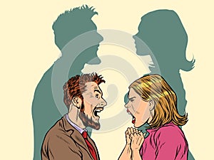 Man and woman conflict quarrel concept. photo