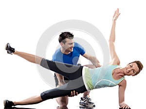 Man woman couple exercising workout Body Building