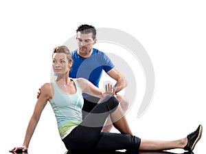 Man woman couple exercising workout Body Building