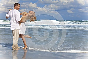 Man and Woman Couple Having Fun Dancing On A Beach