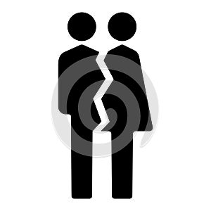 man and woman Couple rupture divorce symbol icon