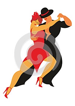 Man and woman dancing tango