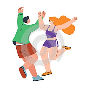 Man and woman dancing together, partying couple