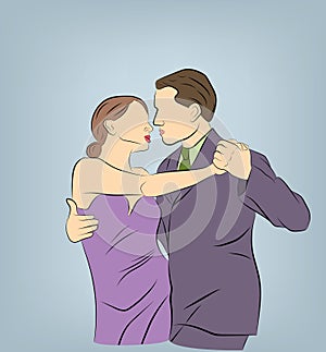 Man and woman are dancing. vector illustration.