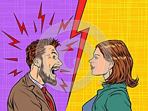 Man and woman dispute emotions scream photo