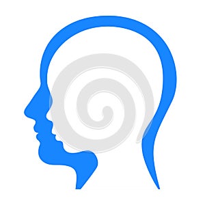 Man and Woman Face Profile Silhouette. Vector