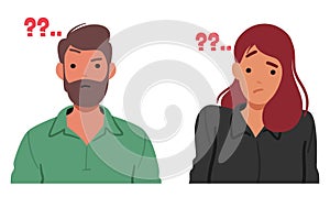 Man and Woman Faces Contorted in Confusion, Eyebrows Raised, And Lips Forming A Questioning Expression