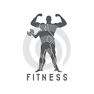 Man and woman of fitness silhouette design temp