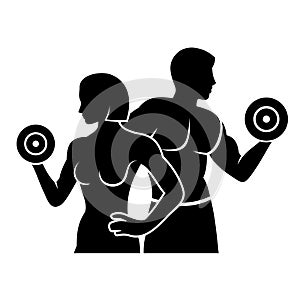 Man and Woman Fitness Silhouette Vector Logo Icon photo