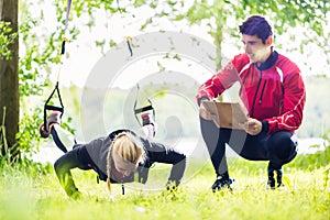 Man and woman at fitness training