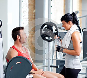 Man and woman friends on sport gym relaxed