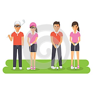 Man and woman golf sport athletes