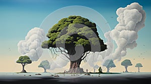 Surreal Carbon Emissions: Realistic Painting In Ultra Hd By Magritte