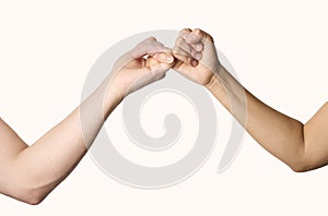 Man and woman hands holding each other, close-up