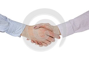 Man and woman handshake