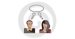Man and woman have conversation. The flat design, cartoon animation.
