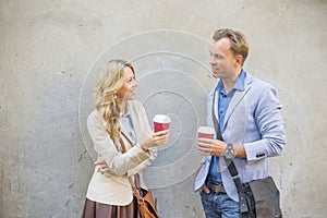 Man and woman having a conversation photo