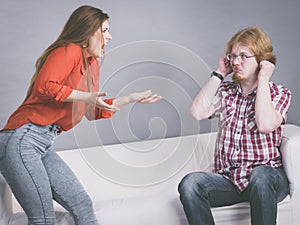 Man and woman having fight
