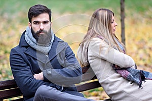 Man and woman having relationship problems photo