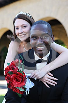 Man and Woman Interracial Wedding