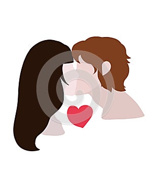 The man and the woman kiss illustration