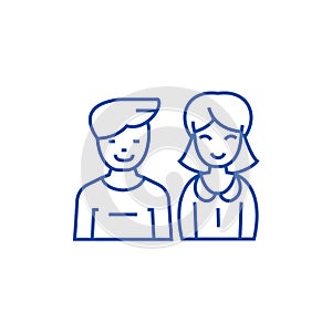Man and woman, line icon concept. Man and woman, flat  vector symbol, sign, outline illustration.