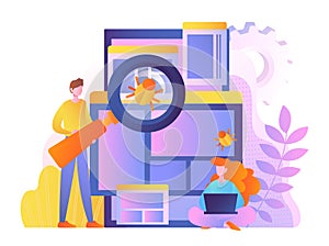 Man and woman looking for bugs