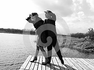 Man and Woman Looking Future