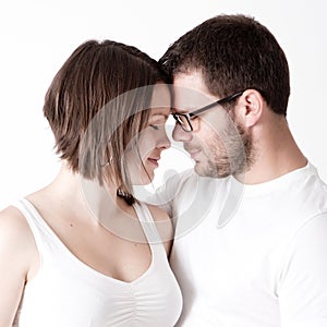 Man and woman in love touching