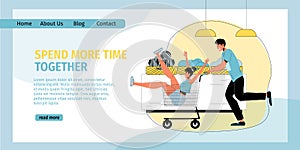 Man woman lovers shopping together landing page